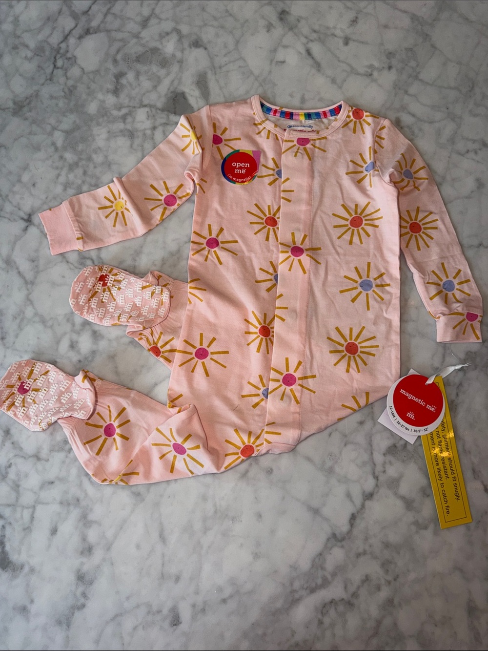 NWT Magnetic Me Modal Pink Sunburst Magnetic Footie 12/18M